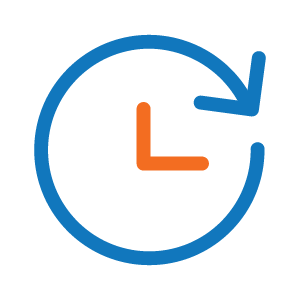 clock hands with circle around it being an arrow