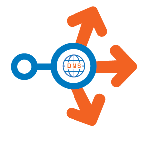 dns world logo with 3 arrows coming out of it