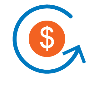 money sign with curved arrow around it