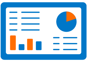 screen with bar graph and pie chart