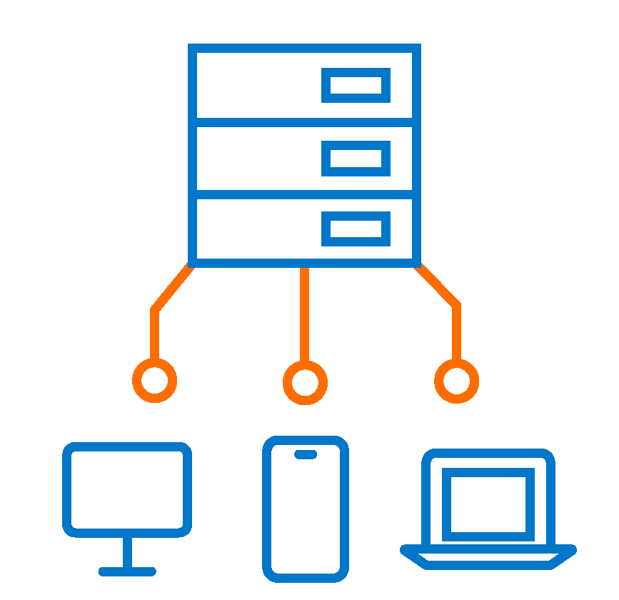 File cabinet with wires leaving the bottom connecting to a TV, phone, and computer